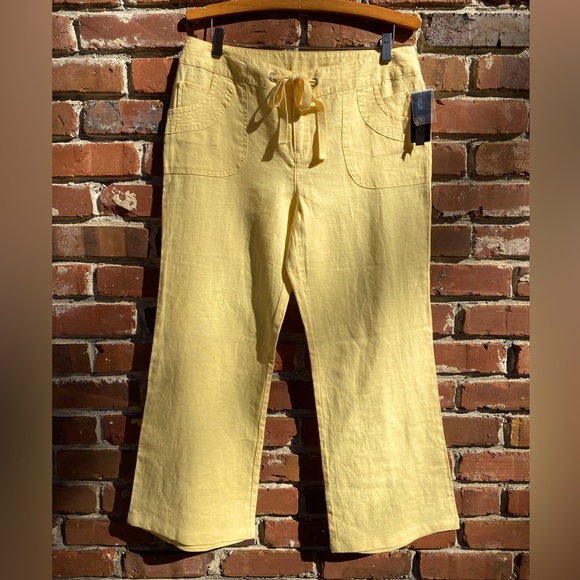 INC Women’s Yellow Linen Wide Leg Size 10 Pant - Picture 1 of 6